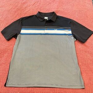 Callaway mens XL golf Black Blue Gray Polo Shirt Casual Style